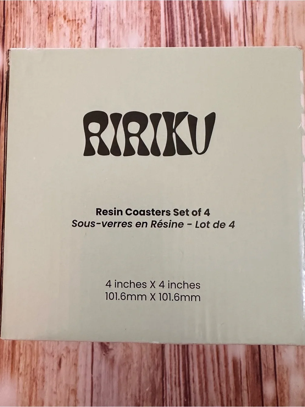 Ririku Beige 4 Piece White Marbled Resin Coaster Set NWT